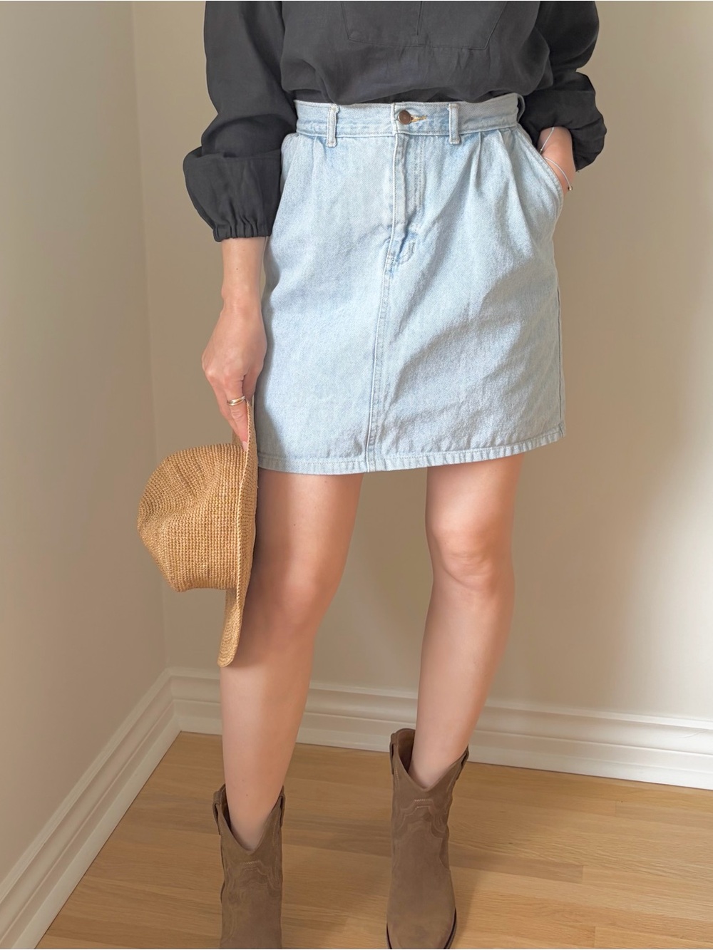 Western Light Denim Mini Skirt - Casual Women's Skirt